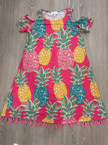 Simply Southern EUC Sz YM, pink pineapple dress. Light and stretchy 10