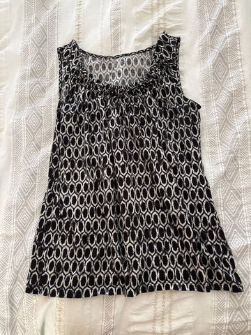 Loft Black and white sleeveless top Women's - M