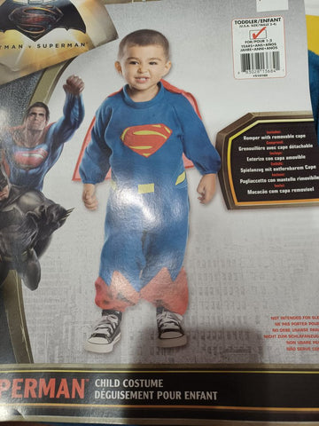 NEW Superman 2-3 Halloween Costume Romper Cape 3T/3
