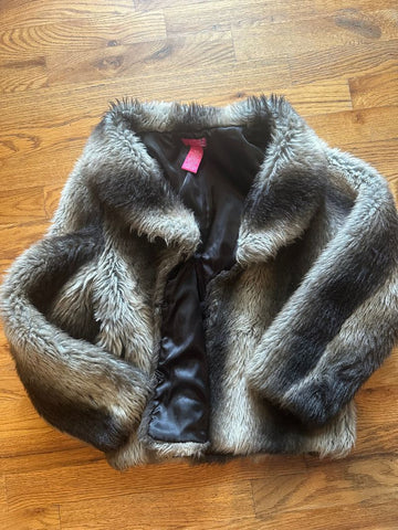 Thalia Sodi Faux Fur Coat Girls 10-12 Double button 10