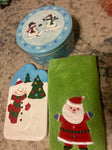 Snowman decor Tin, towel, spoon rest Holiday