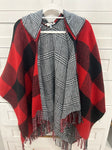 Simply Noelle Reversible red/black shawl. One size. Hooded Women's - L