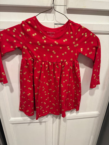 Kidtopia Red/gold polka dot dress 5T/5