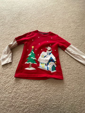 Gymboree Long sleeve embroidered and appliqué Christmas shirt 6T/6X