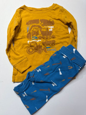 Old Navy Snug fit yellow top w vehicles and blue bottom w tools 5T/5