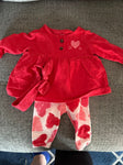 valentines red shirt and heart pants 3 months 3-6 Months