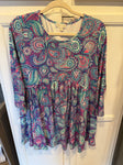 Simply Southern Blue/Pink paisley top Women's XXL 18