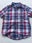 Childrens Place 7/8 plaid red and blue button up short sleeve 7