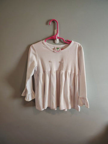 Shrimp & Grits Size 4/5 solid white blouse ruffle sleeve good used condition 4T/4