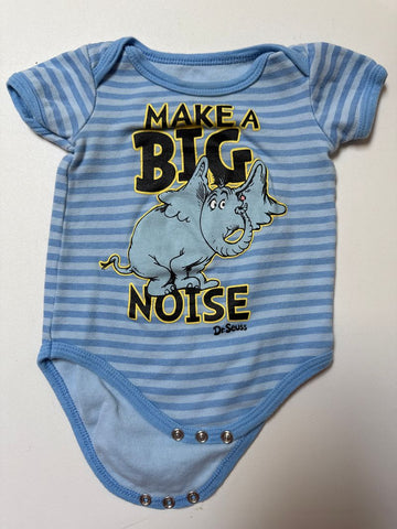 Dr. Seuss 6-9 mo Make a big noise blue elephant onesie 6-12 Months