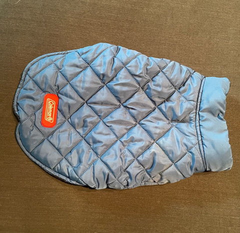 Coleman Dog jacket. Blue with black and blue plaid on inside Pet