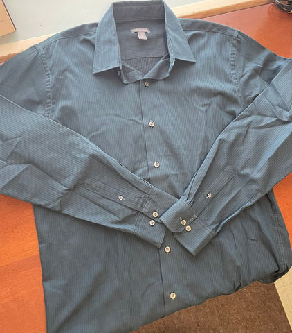 Van Heusen Dark blue striped button down shirt Men's - M
