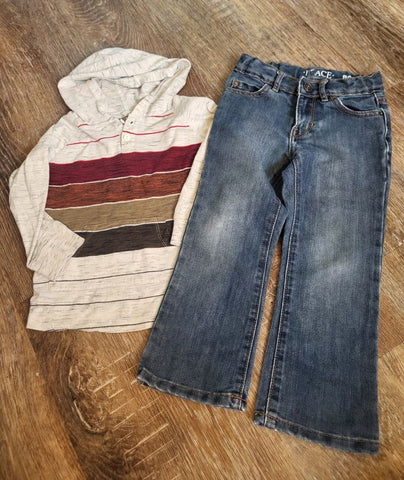 multiple 1 ls shirt, 1 pair jeans 4T/4