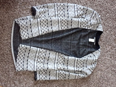H&M Black and white pattern quarter length jacket Women's - M