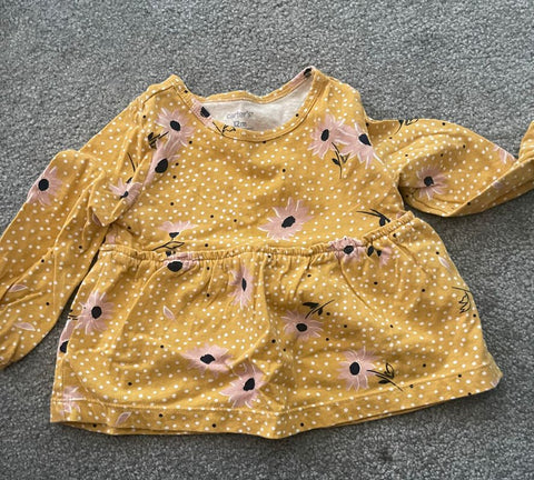 Carters Girls floral long sleeve shirt. Good condition. 12 Months