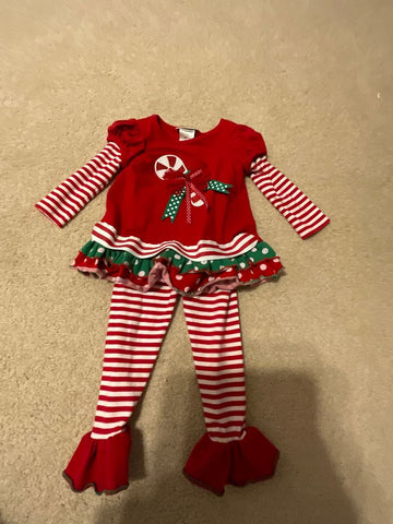 Bonnie Jean Christmas candy cane outfit 2T