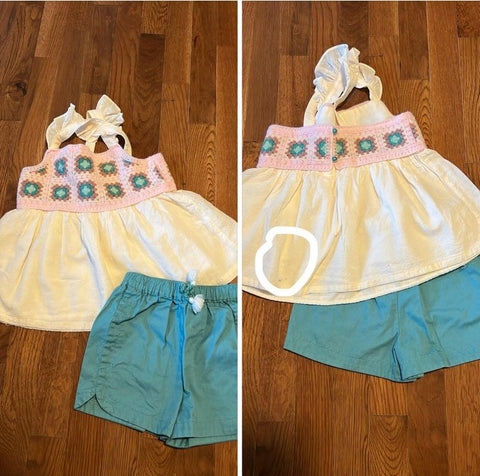 Haute hippie Crochet top and shorts small spot on the back of top 5T/5