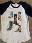 Wrangler Boots baseball tee small spot at bottom can be tucked in Women's - S