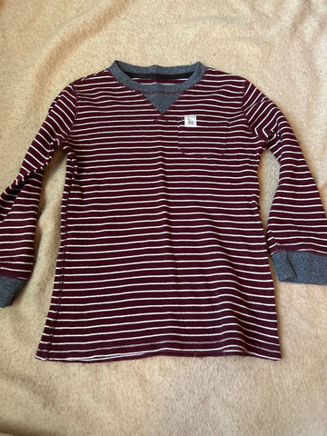 Carters Maroon and white striped thermal shirt 8