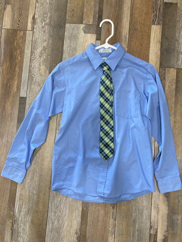 2 pc VanHeusen  - size 18 Blue dress shirt, blue green tie 18-20