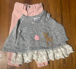 Blueber Boulevard Deer Gray and Lace Sweater and Pink Corduroy Pants 2T