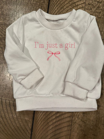 Shein White pink bow sweatshirt size 9/12mth 6-12 Months