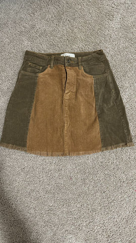 C&V Corduroy mustard & green skirt Junior Small 1-3
