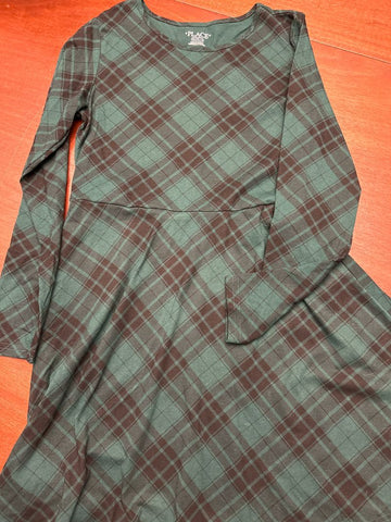 Childrens place Green black dress 14