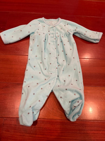 Carters Fleece snap sleep and play footie glitter silver polka dot 0-3 Months