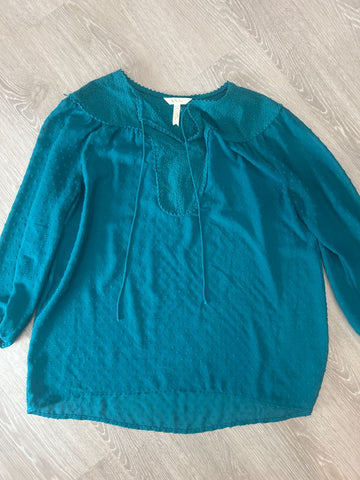 Matilda Jane Teal sheer, flowy shirt Women's - L