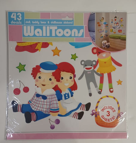 NEW Walltoons Wall Stickers Dolls Toys 3 sheets Decor