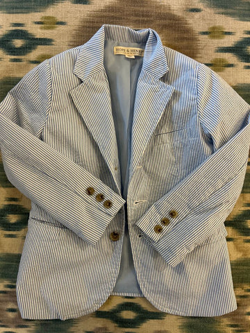 Hope and Henry Blue and white pin stripe dress coat 6T/6X