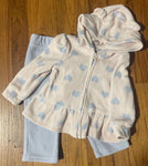 The Childrens Place Heart Pink and Lavender Fleece Hooded Sweatsuit 12 Months