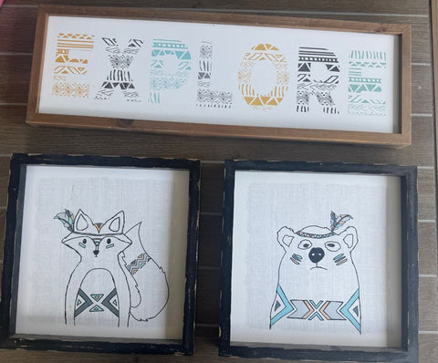3 Hobby Lobby Pictures Woodland Nursery Decor, great condition Decor