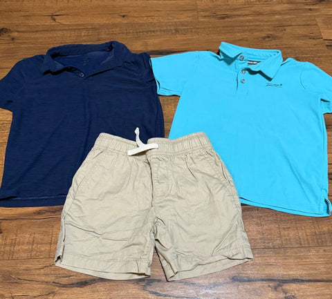 Eddie Bauer old navy 2 SS collar shirts, khaki shorts 6T/6X