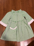 Two girls and a boy Green and white striped tunic 5T/5