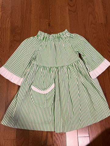 Two girls and a boy Green and white striped tunic 5T/5