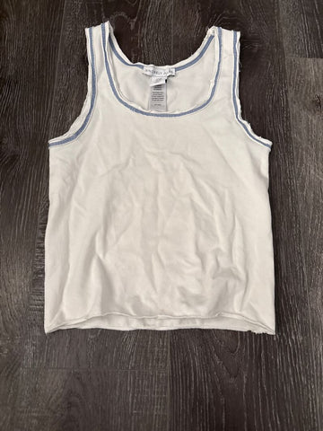 Sincerely White tank with blue lining on straps 16