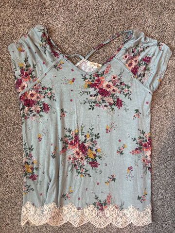 Blue floral top  Women's - M