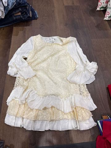 Paisley Vine Boutique cream and ivory lace and ruffle dress tunic Women's - S