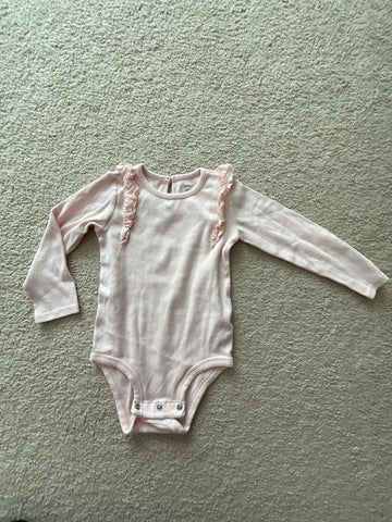 Carters Long sleeve ruffle light pink onesie 24 Months