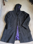 Lands End Hooded dress coat, purple liner Women's - M