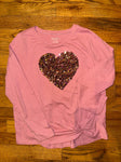 Childrens Place 10/12 pink long sleeve sequined heart side cinch soft 12