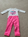 Okie Dokie Long sleeve onesie with some pilling and hot pink pants. 12 Months