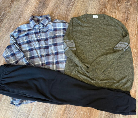 Variety 2 ls shirts, black sweats Men's - XL