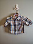 Carters Blue/orange plaid long sleeve shirt button down excellent cond 6-12 Months