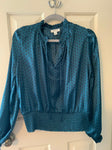 Tamara H Teal / black blouse Women's - L