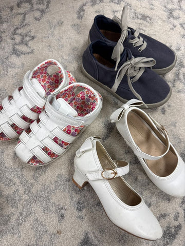 Misc Lot of 3 size 11- white heels, white sandless, blue 11 (Lil' Kid)