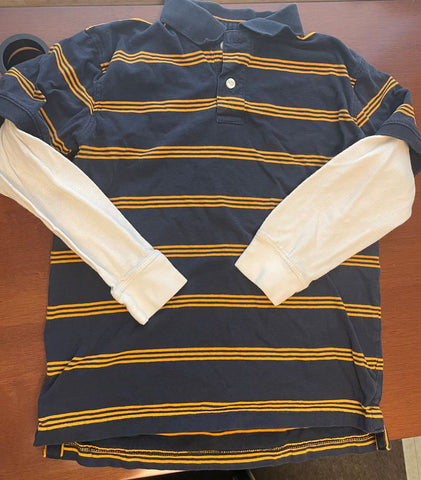 Gap kids GUC striped l/s polo type shirt blue yellow 12