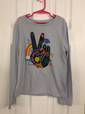 Old Navy Sz 10/12 peace blue top 10